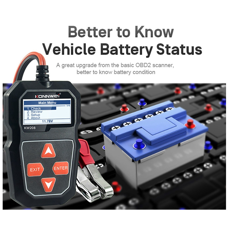 KONNWEI 2X KW208 aku tester, auto digitaalne 12V 100-2000CCA autoaku mahutesteri testimistööriist