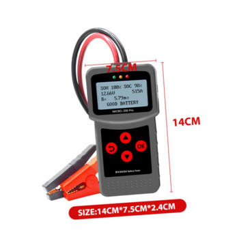1бр. Тестер за автомобилни акумулатори Micro-200 Pro 12v 3-220ah Анализатор на батерии Тест за зареждане Диагностичен инструмент (западноевропейска версия)