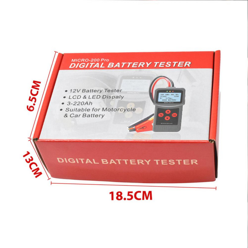1kom tester akumulatora automobila Micro-200 Pro 12v 3-220ah analizator akumulatora test punjenja dijagnostički alat (verzija za zapadnu Europu)