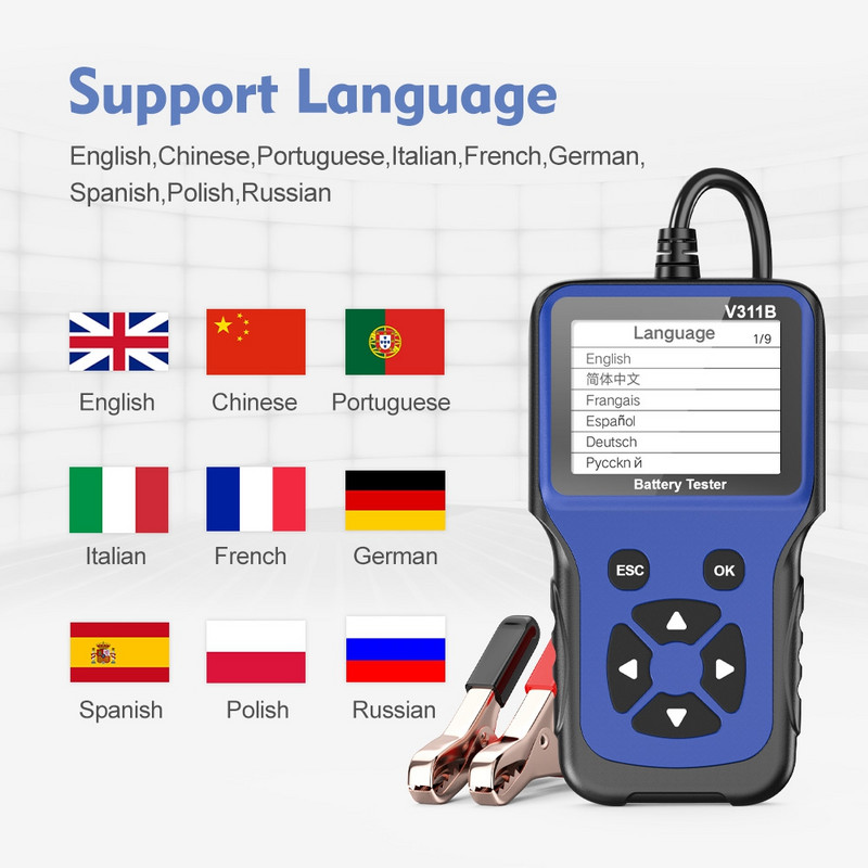 OBDPROG V311B Instrumente de analiză a bateriei auto Sistem de încărcare 12V Test de pornire Diagnostic Scaner automat Tester de baterii