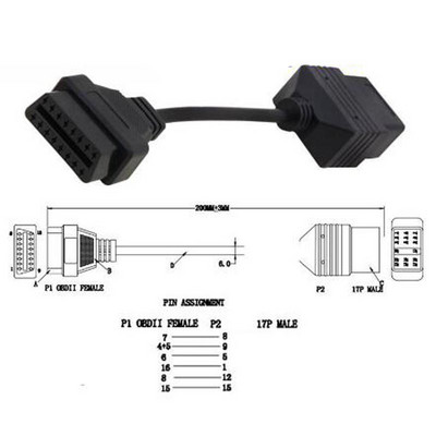 Cablu OBD II auto pentru Toyota 17Pin & 22Pin Mascul la 16Pin OBD 2 Femeie Conector de diagnosticare pentru Toyota 17Pin 22Pin OBDII Adaptor
