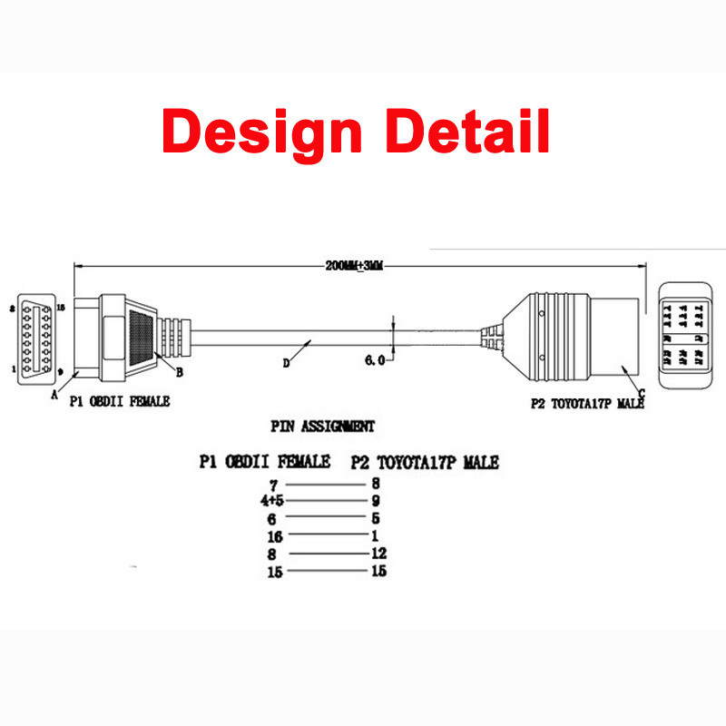 Cablu OBD II auto pentru Toyota 17Pin & 22Pin Mascul la 16Pin OBD 2 Femeie Conector de diagnosticare pentru Toyota 17Pin 22Pin OBDII Adaptor