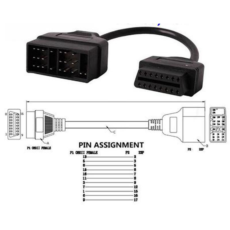 Cablu OBD II auto pentru Toyota 17Pin & 22Pin Mascul la 16Pin OBD 2 Femeie Conector de diagnosticare pentru Toyota 17Pin 22Pin OBDII Adaptor