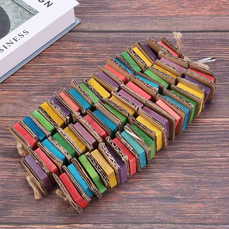 Jucării noi de 2X pentru papagal pentru păsări mari Jucării din carton cu păsări mari Jucării pentru papagali gri africani, cușcă pentru păsări din lemn natural, jucărie de mestecat