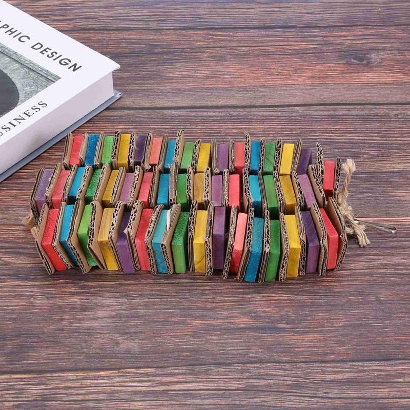 Jucării noi de 2X pentru papagal pentru păsări mari Jucării din carton cu păsări mari Jucării pentru papagali gri africani, cușcă pentru păsări din lemn natural, jucărie de mestecat