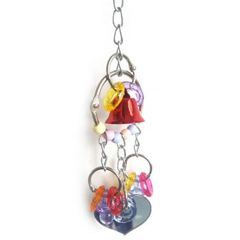 Creative Прекрасна Hot Sell Pet Toy Play Акрилна играчка за дъвчене Parrot Bird Colorful Bell Chain With Mirror Bird Аксесоари за птици