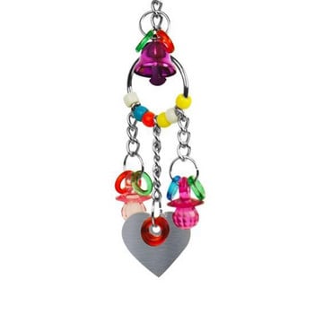 Creative Прекрасна Hot Sell Pet Toy Play Акрилна играчка за дъвчене Parrot Bird Colorful Bell Chain With Mirror Bird Аксесоари за птици