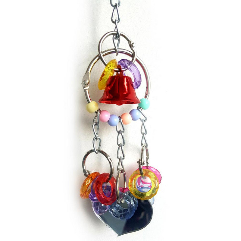 Creativ, adorabil, vânzător la cald, jucărie pentru animale de companie, jucărie acrilice de mestecat, papagal, lanț de clopoței colorat, cu oglindă, accesorii pentru păsări