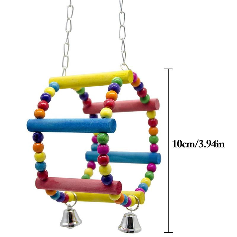 1 gab. apaļa koka papagaiļa rotaļlieta, radoša, smieklīga gredzenveida putna šūpoles asari koka papagaiļa rotaļlieta ar zvaniņu Vogel Speelgoed