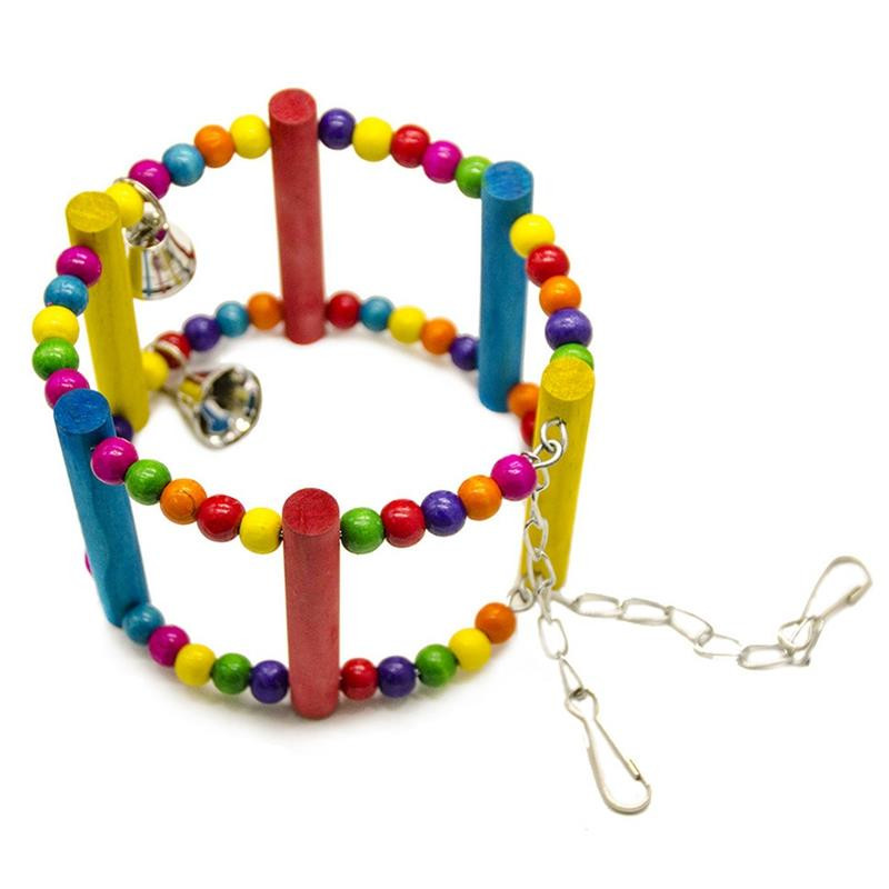 1 gab. apaļa koka papagaiļa rotaļlieta, radoša, smieklīga gredzenveida putna šūpoles asari koka papagaiļa rotaļlieta ar zvaniņu Vogel Speelgoed