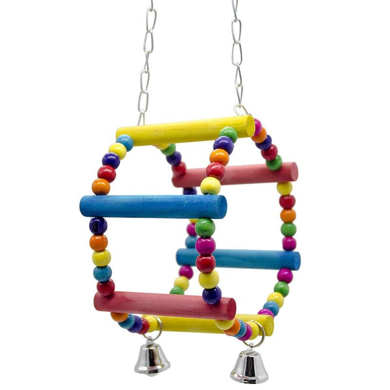 1 gab. apaļa koka papagaiļa rotaļlieta, radoša, smieklīga gredzenveida putna šūpoles asari koka papagaiļa rotaļlieta ar zvaniņu Vogel Speelgoed