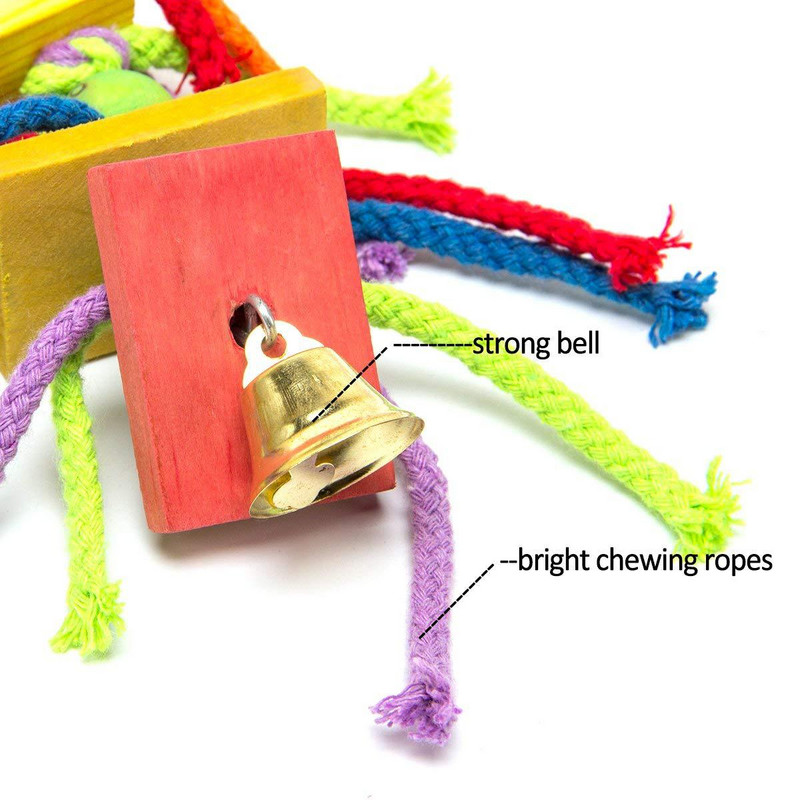 Πολύχρωμα παιχνίδια για μάσημα παπαγάλου Φυσικά ξύλινα πουλιά Πέρκα κρεμαστές κούνιες για μάσημα Κλουβί Παιχνίδι για κατοικίδια πουλί για αναρρίχηση σκάλα Προμήθειες πουλιών