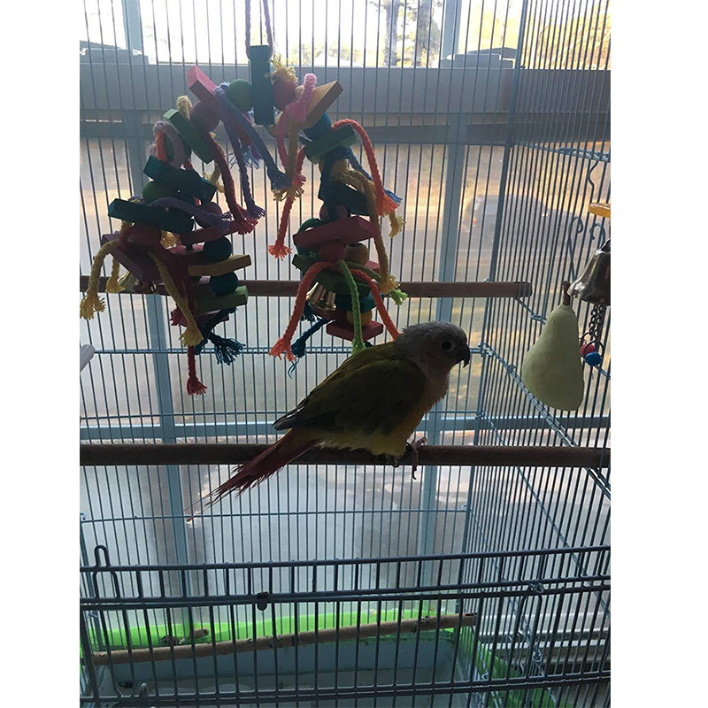 Πολύχρωμα παιχνίδια για μάσημα παπαγάλου Φυσικά ξύλινα πουλιά Πέρκα κρεμαστές κούνιες για μάσημα Κλουβί Παιχνίδι για κατοικίδια πουλί για αναρρίχηση σκάλα Προμήθειες πουλιών