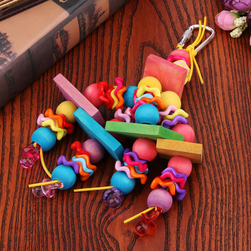 Papagal Mușcă Minge de mestecat Jucărie acrilică pentru păsări Blocuri colorate din lemn Jucării pentru leagăn pentru animale de companie Eliberarea stresului Ornamente pentru cușcă