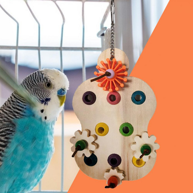 Παπαγάλος προμήθειες παιχνίδι πουλιών Διαδραστική κούνια για δάγκωμα πουλιών Αποσπώμενη κρεμαστή ξύλινη κούνια παπαγάλου Αξεσουάρ γερανού αποσυναρμολόγησης