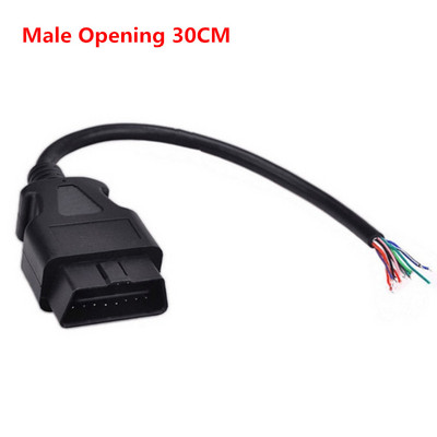 Profesionāls OBD2 16 kontaktu sieviešu/vīriešu savienotājs atveramam OBD kabelim OBDII OBD-ii ODB2 16 kontaktu OBD 2 adapteris 30 CM/60 CM garums