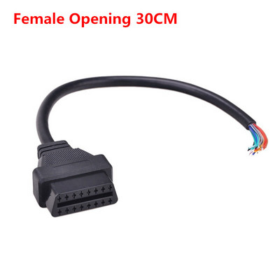 Profesionāls OBD2 16 kontaktu sieviešu/vīriešu savienotājs atveramam OBD kabelim OBDII OBD-ii ODB2 16 kontaktu OBD 2 adapteris 30 CM/60 CM garums