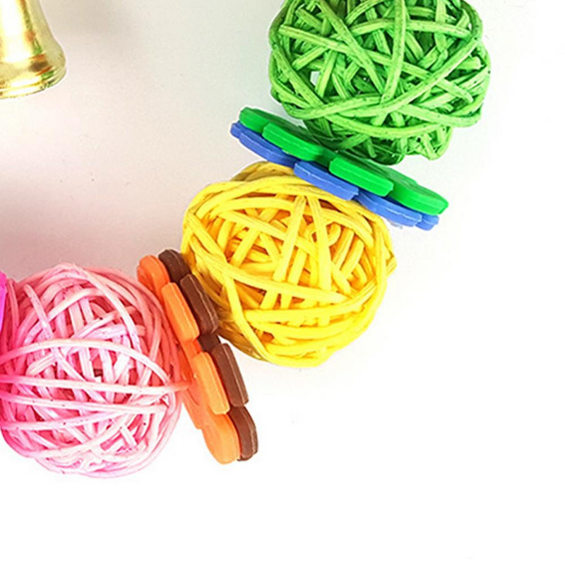 Jucărie cu minge din ratan, agățată colorată, cușcă pentru animale de companie, inel de viță de vie pentru păsări, decor pentru perusi