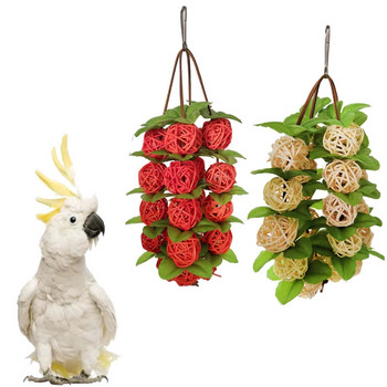 Bird Ball Toy Conure Toys, Parrot Chew Toys Cockatiel Toys Плетени топки от естествен ратан Играчки за дъвчене на папагал Клетка за птици 667A