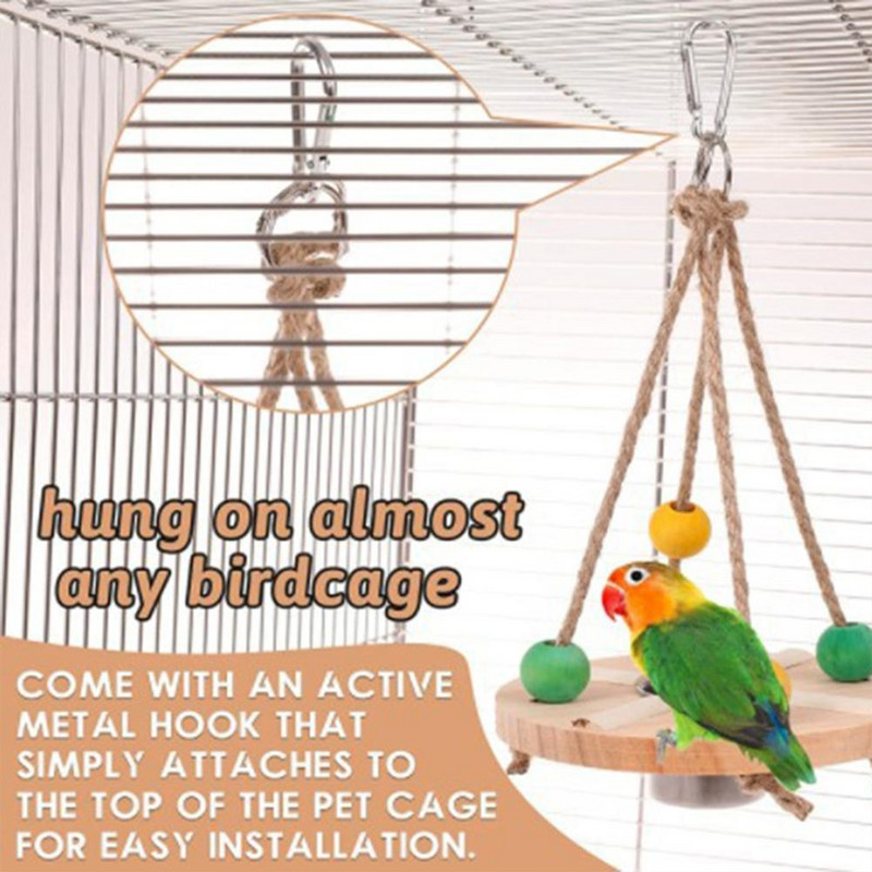 Ξύλινος τροφοδότης πουλιών Αποσπώμενος ανοξείδωτος χάλυβας τροφοδοσίας κύπελλου κούνιας πουλιών Μασητό παιχνίδι παπαγάλου