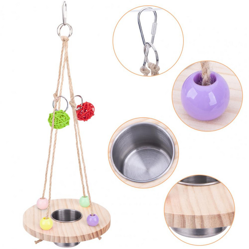 Jucărie sigură pentru papagal cu bol cu apă Jucării reutilizabile pentru petrecerea timpului liber Bol pentru mâncare suspendat pentru papagal