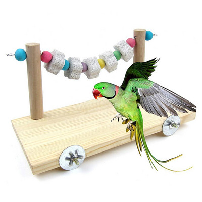 Mineral Toy Wood Pet Bird Parrot Stand Platform Molar Stone Cage Mounted Chew Toy
