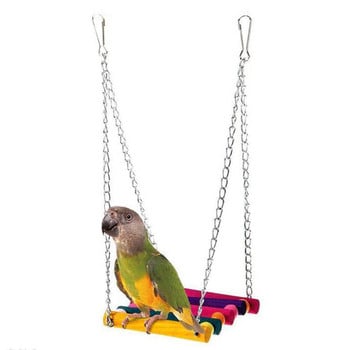 Wood Parrot Nibble Swing Stand Bar Стълба за катерене Стойка за ръце Птица Хамак Висяща играчка