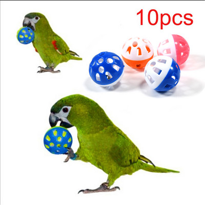 10pcs Pet Parrot Toy Colorful Hollow Rolling Ball Bird Toy Parakeet  Parrot Chew  Fun Toys Pet Bird Supplies