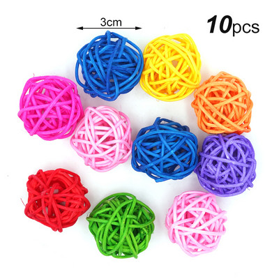 10 τεμάχια /σετ Παιχνίδια για κατοικίδια πουλιά Παιχνίδια μασήματος Παιχνίδια με μπάλα Rattan για Parrot Budgie Parakeet Cockatiel Chewing Παίζοντας Κλουβιά Παπαγάλου