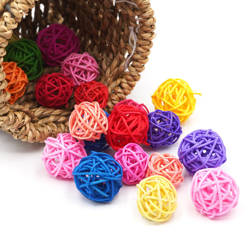 10 τεμάχια /σετ Παιχνίδια για κατοικίδια πουλιά Παιχνίδια μασήματος Παιχνίδια με μπάλα Rattan για Parrot Budgie Parakeet Cockatiel Chewing Παίζοντας Κλουβιά Παπαγάλου