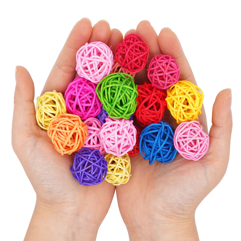 10 τεμάχια /σετ Παιχνίδια για κατοικίδια πουλιά Παιχνίδια μασήματος Παιχνίδια με μπάλα Rattan για Parrot Budgie Parakeet Cockatiel Chewing Παίζοντας Κλουβιά Παπαγάλου