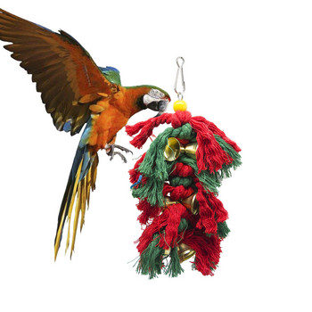 Ebaokuup Christmas Limited Bird Toy Parrot Cage Swing Дъвчащи играчки Аксесоари за вълнисти папагали, Африкански сиви какаду Естествено дърво