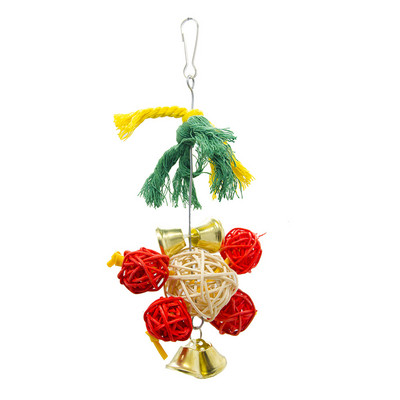 Ebaokuup Christmas Limited Bird Toy Parrot Cage Swing Αξεσουάρ για μάσημα παιχνιδιών για Budgies, Φυσικό ξύλο Αφρικανικής Γκρι Cockatoos