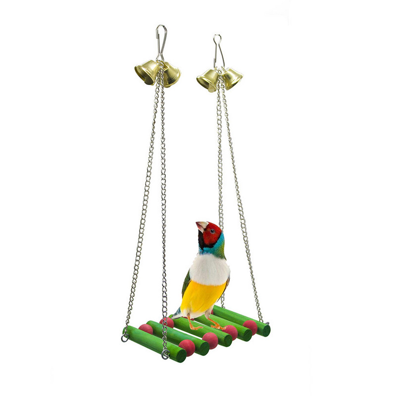 Ebaokuup Christmas Limited Bird Toy Parrot Cage Swing Αξεσουάρ για μάσημα παιχνιδιών για Budgies, Φυσικό ξύλο Αφρικανικής Γκρι Cockatoos