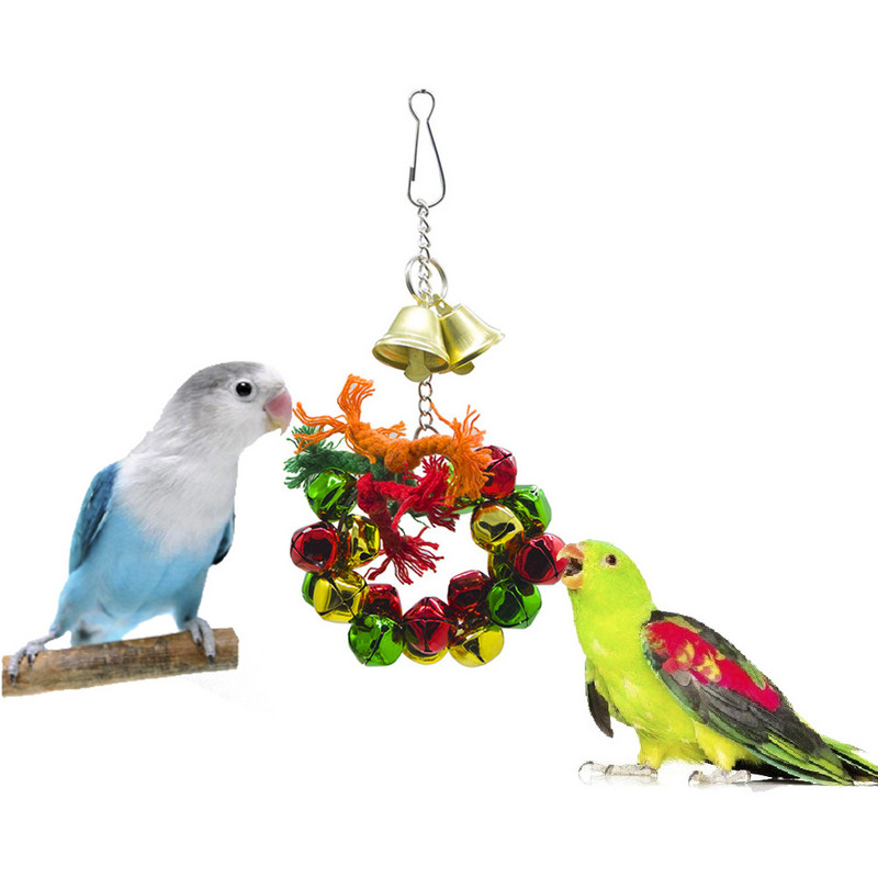 Ebaokuup Christmas Limited Bird Toy Parrot Cage Swing Αξεσουάρ για μάσημα παιχνιδιών για Budgies, Φυσικό ξύλο Αφρικανικής Γκρι Cockatoos
