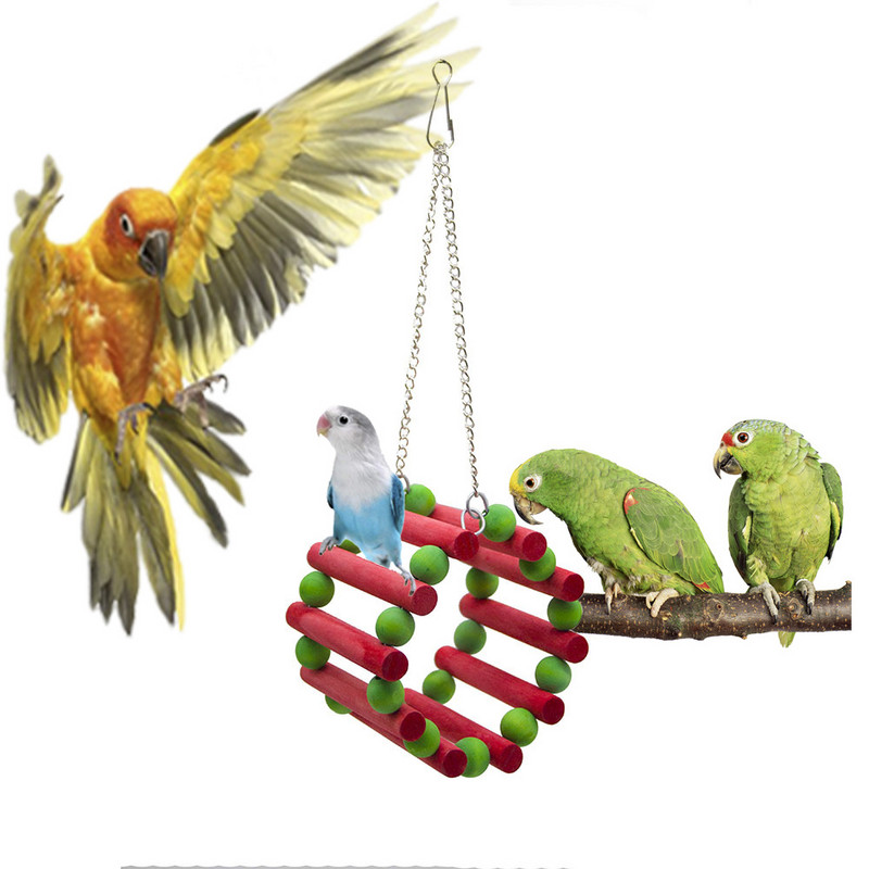 Ebaokuup Christmas Limited Bird Toy Parrot Cage Swing Αξεσουάρ για μάσημα παιχνιδιών για Budgies, Φυσικό ξύλο Αφρικανικής Γκρι Cockatoos