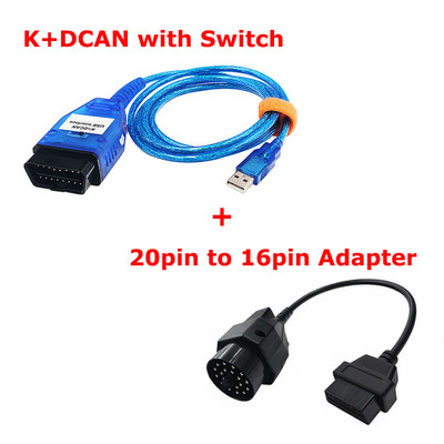 FTDI FT232RL pentru BMW K + DCAN K + CAN K-Line cu comutator OBD2 Conectori cablu scaner 20Pin pentru cabluri de diagnosticare auto BMW