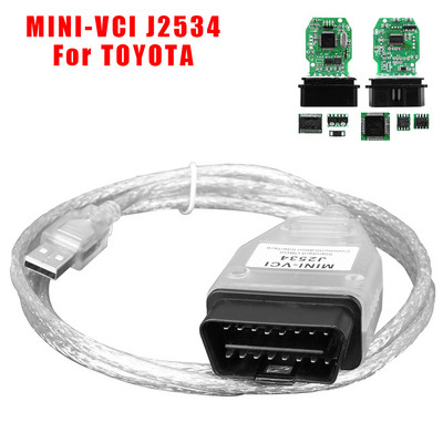 Автомобилен диагностичен кабел, автоматичен скенер V15.00.028 OBD2 интерфейс за Toyota TIS Techstream MINI-VCI FTDI J2534 инструмент за автоматична диагностика