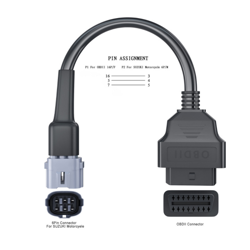 Καλώδιο μοτοσικλέτας OBD για διαγνωστικό καλώδιο 6 ακίδων βύσματος καλωδίου Suzuki 6 ακίδων στο διαγνωστικό εργαλείο προσαρμογέα OBD2 16 ακίδων