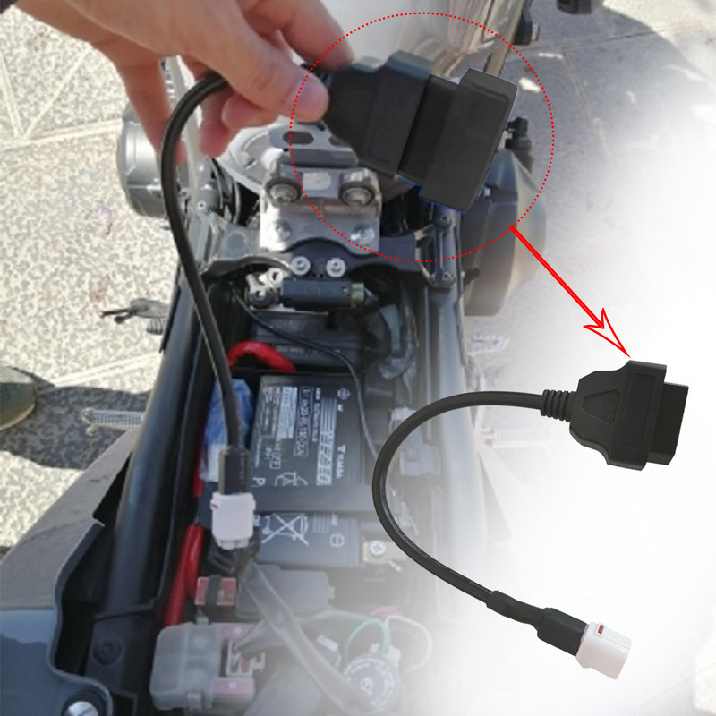 Εργαλείο διαγνωστικού καλωδίου σαρωτή μοτοσικλέτας 1 υπολογιστή μαύρο 4 ακίδων στο OBD2 Fault Code Reader για Yamaha MT10 FZ10 MT09 XSR MT07 R1 2016+