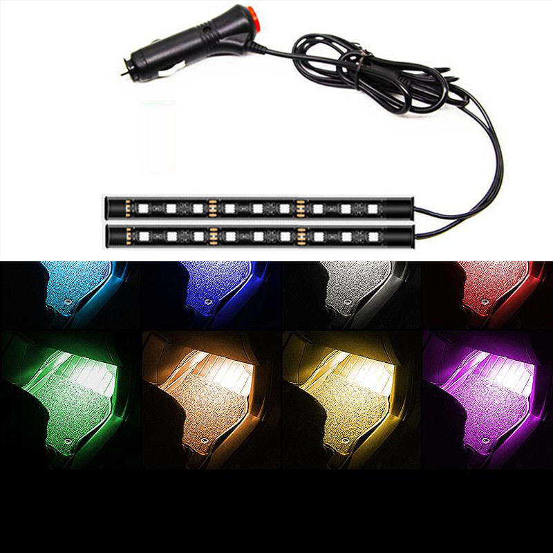 Car 9 LED 2 în 1 Picioare de podea Lampă de atmosferă Lampă de decorare pentru Peugeot 206 207 208 301 307 308 407 2008 3008 4008
