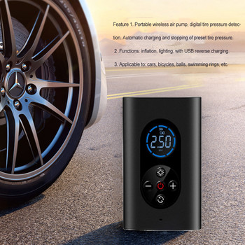 Универсален цифров дисплей Помпа за гуми за автомобил Мотоциклет Безжичен компресор за надуване на въздуха Power Bank Автомобилни аксесоари