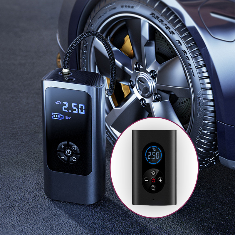 Automašīnas riepu sūknis pārnēsājams bezvadu piepūšanas rīks, uzlādējams gaisa kompresors Power Bank Automašīnu piederumi