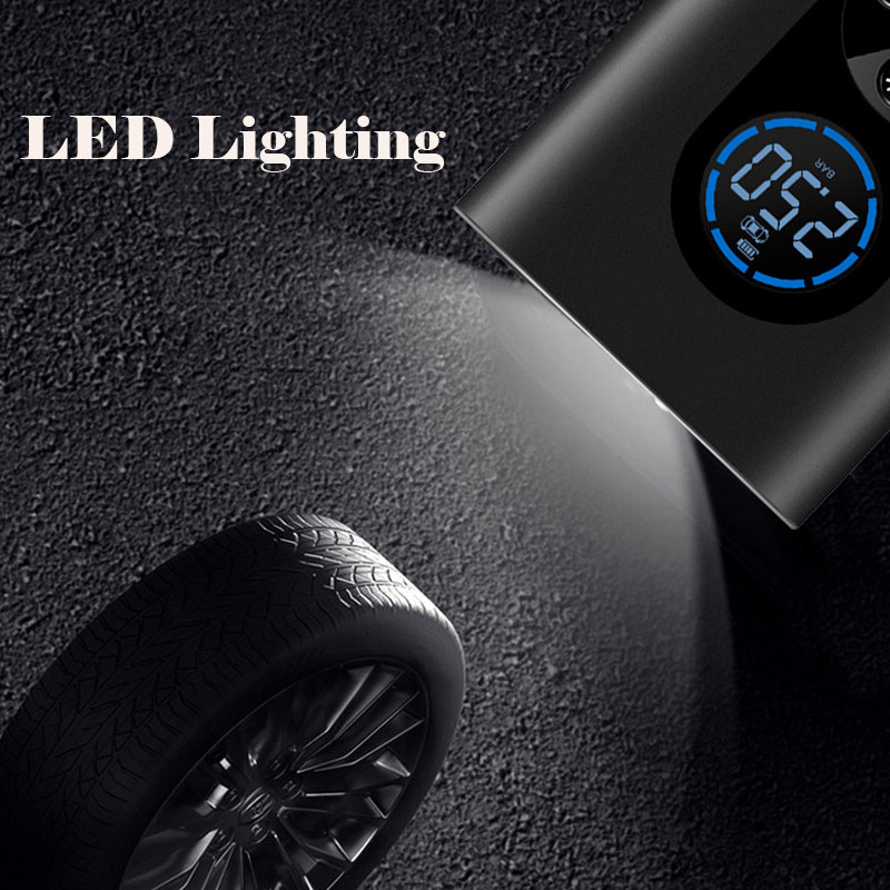 Automašīnas riepu piepūšanas pārnēsājams bezvadu 150PSI automašīnas piepūšamais sūknis ar HD digitālā ekrāna gaisa kompresoru automašīnām motocikliem