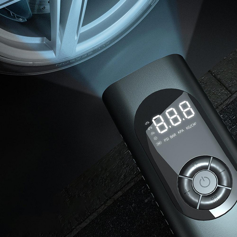 8000mAh pārnēsājams automašīnas gaisa kompresors 12V 150PSI elektrisks bezvadu riepu piepūšanas sūknis motociklu velosipēda laivu auto riepu bumbām