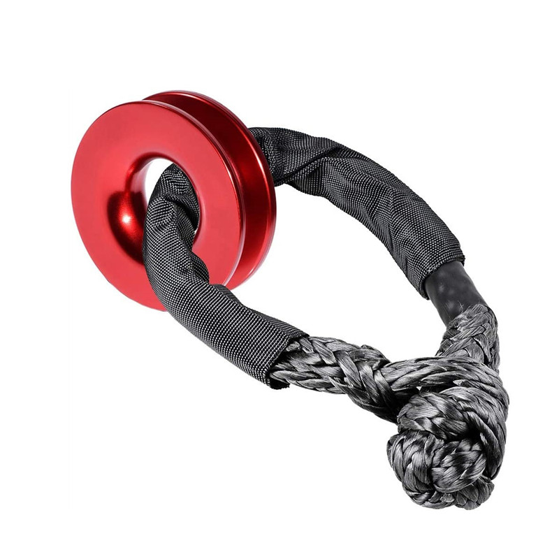 41 000 svarų gervės lynas Sintetinis minkštas apkabas + atkūrimo žiedų rinkinys Tvirtas pančiai su apsaugine mova sunkvežimių transporto priemonei atkurti