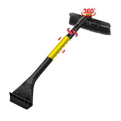 Pagarināms ledus skrāpis sniega birste Noņemams sniega tīrīšanas rīks ar putu rokturi 360° grozāms birstes galvas sniega skrāpis automašīnai