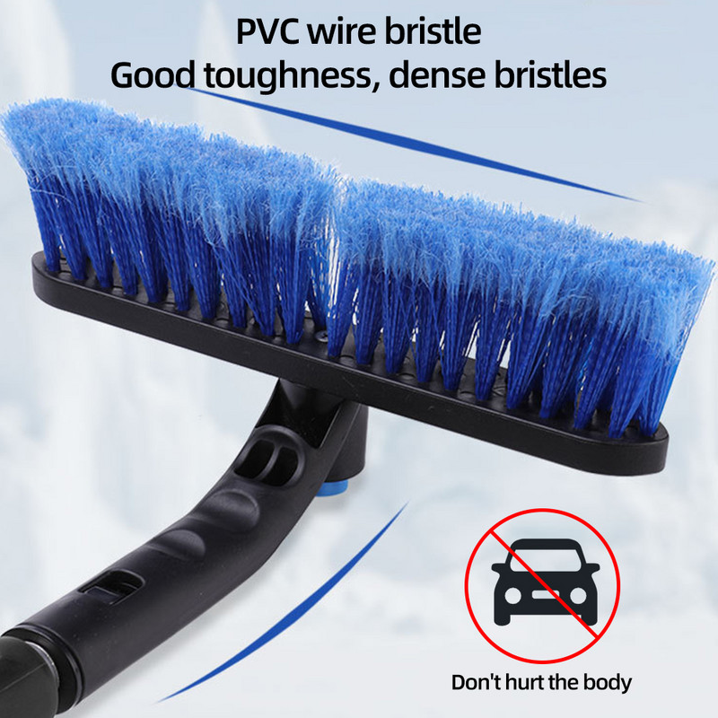 Pagarināms ledus skrāpis sniega birste Noņemams sniega tīrīšanas rīks ar putu rokturi 360° grozāms birstes galvas sniega skrāpis automašīnai