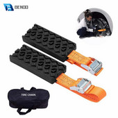 BENOO 1/2/4PCS Ανθεκτικά PU αντιολισθητικά μπλοκ έλξης ελαστικών αυτοκινήτου με τσάντα έκτακτης ανάγκης Snow Mud Sand Tire Chain λουριά για Snow Mud Ice