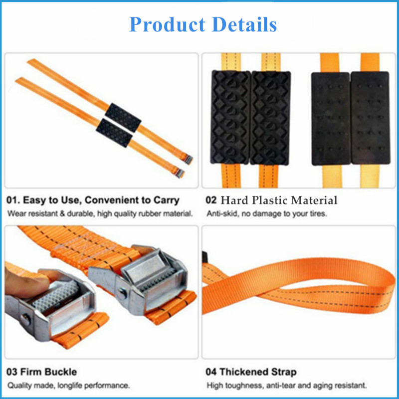 BENOO 1/2/4PCS Ανθεκτικά PU αντιολισθητικά μπλοκ έλξης ελαστικών αυτοκινήτου με τσάντα έκτακτης ανάγκης Snow Mud Sand Tire Chain λουριά για Snow Mud Ice